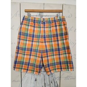 Polo Ralph Lauren Mens Plaid Swim Trunks Orange Blue Green Mesh Lined Size L